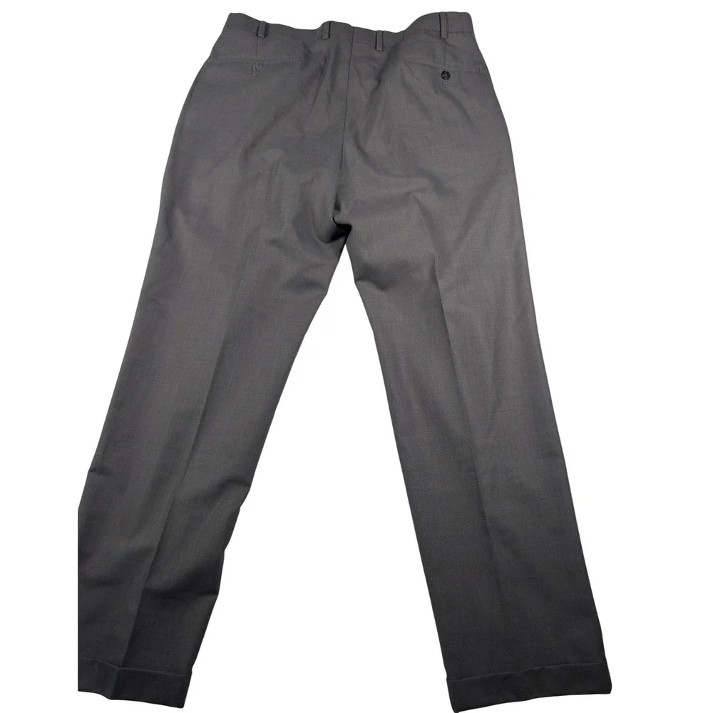 Lauren Ralph Lauren Dress Pants Mens 38x32 Gray Pleated Cuffed Washable Trousers
